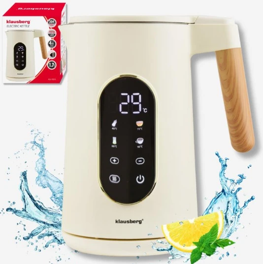 Virdulys, Elektrinis virdulys, 1,7 l, lietimui jautrus LED ekranas, temperatūros valdymas, Klausberg