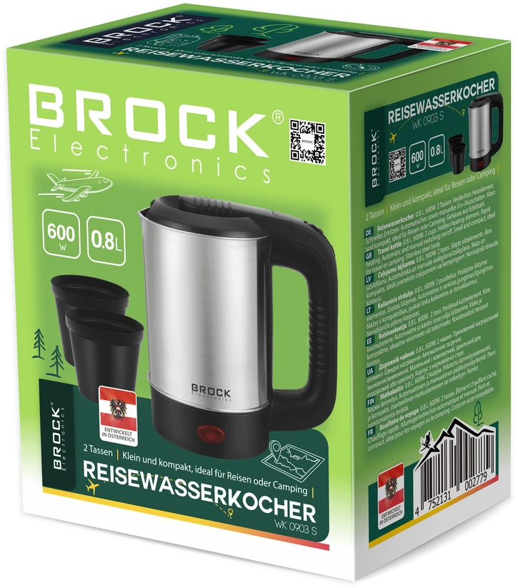 Elektrinis virdulys BROCK WK 0903 S 0,5L, 500W + 2 puodeliai