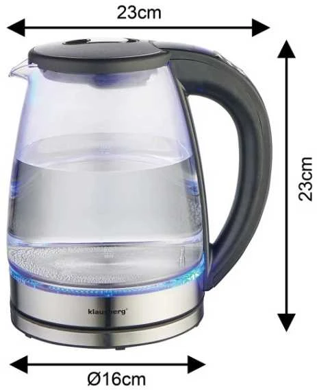 Virdulys, Elektrinis virdulys, stiklinis, su LED, 1,8 l, Klausberg, kb-7887
