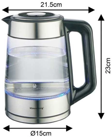 Virdulys, Elektrinis virdulys, stiklinis, su LED, 1,7 l, Klausberg, kb-7888