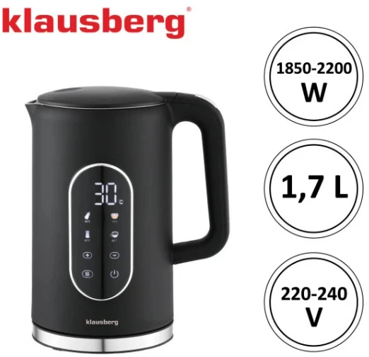 Elektrinis virdulys Klausberg KB 7891 su LED skydeliu, tūris 1,7 l 2200 W