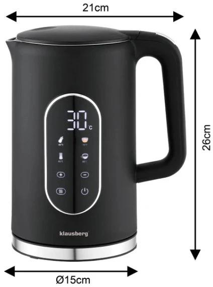 Elektrinis virdulys Klausberg KB 7891 su LED skydeliu, tūris 1,7 l 2200 W