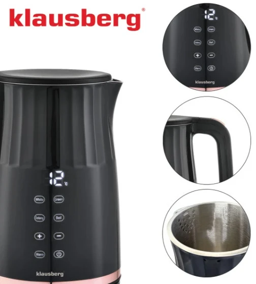 Elektrinis virdulys Klausberg KB 7896, LED temperatūros skydelis, tūris 1,7 l, galia 2200 W