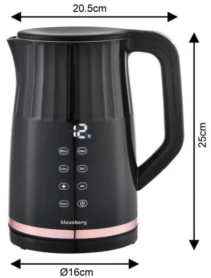 Virdulys, Elektrinis virdulys, su LED ekranu, 1,7 l, Klausberg, kb-7896