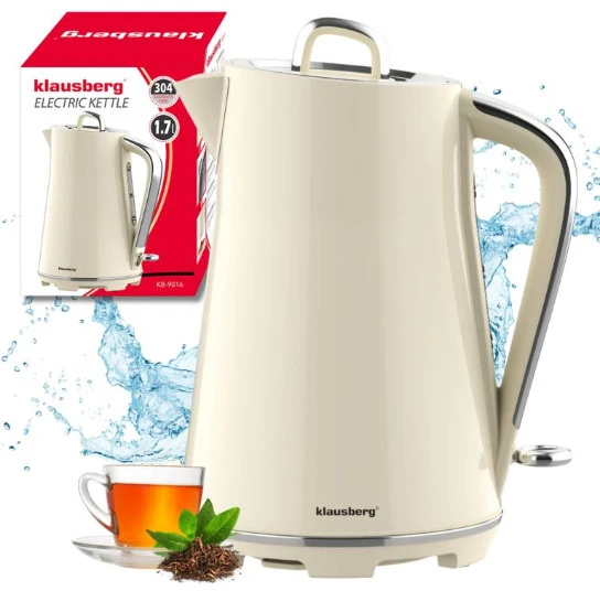 Elektrinis virdulys, nerūdijantis plienas, kreminės spalvos, 1,7 l, 2200 W, KB 9016, Klausberg