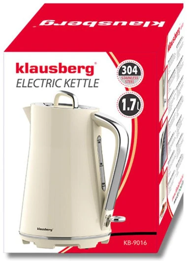 Elektrinis virdulys, nerūdijantis plienas, kreminės spalvos, 1,7 l, 2200 W, KB 9016, Klausberg