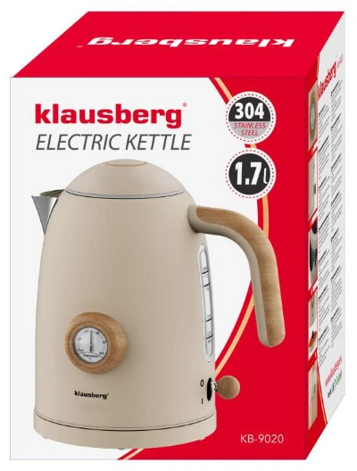 Elektrinis virdulys su termometru, smėlio spalvos, retro, 2200 W, 1,7 l, KB 9020, Klausberg