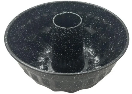 Forma, metalinė, apvali su skylute, nelimpanti danga, juoda, 22 cm skersmens, Klausberg, kb-7839