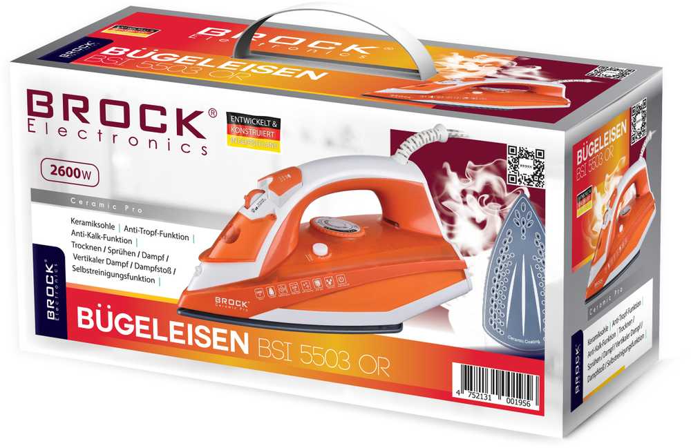 BSI 5503 OR Garinis lygintuvas BROCK BSI 5503 OR, 2600W