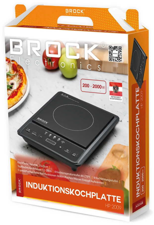Vieno žiedo indukcinė viryklė BROCK HP 2009, galia 2000 W