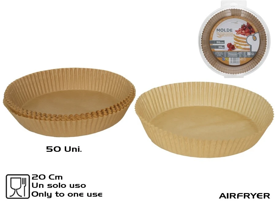 Karšto oro gruzdintuvės popierinė kepimo forma 20 cm (50 vnt.), 5 x 23 x 23 cm, KITCHEN&GO