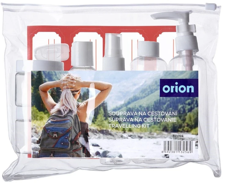 Orion Kelioniniai buteliukai kosmetikai 8 vnt. su kosmetine