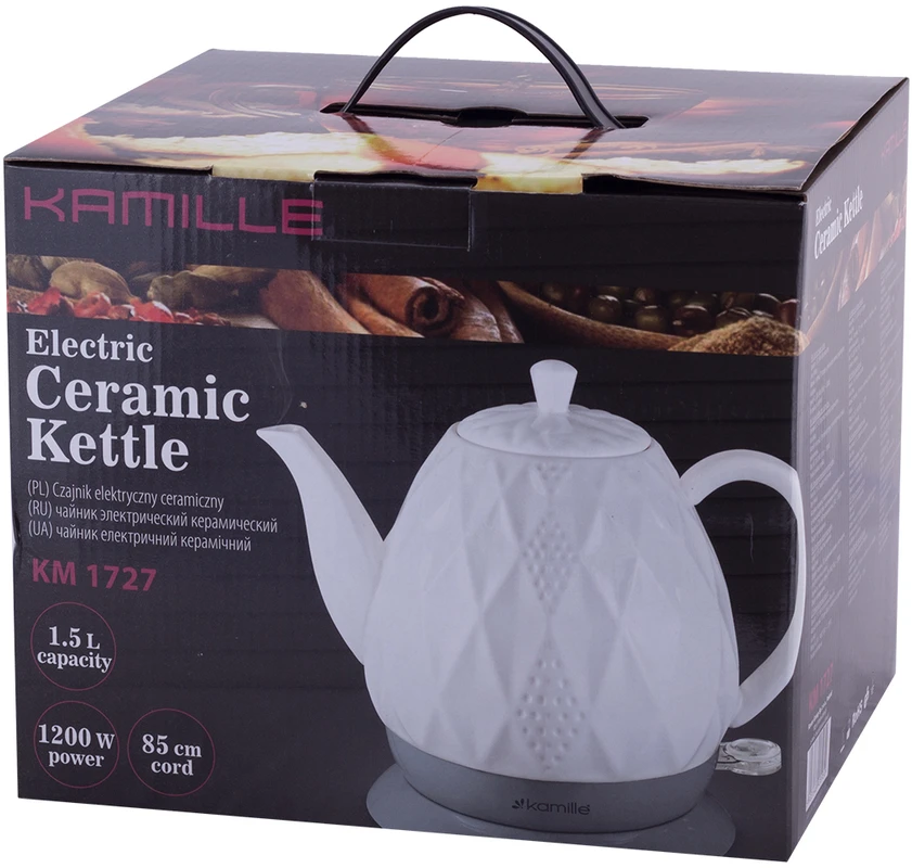 Keraminis elektrinis virdulys 1,5 l, 1200 W, 1727, Kamille