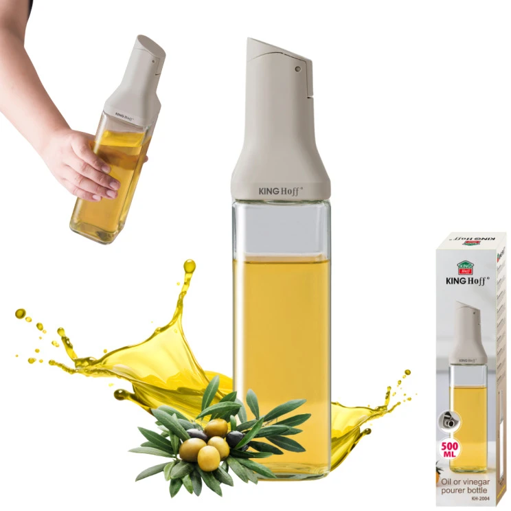 King Hoff Butelis su užpylimo vožtuvu 500 ml aliejui ir actu, stiklas, KINGHOFF KH 2004