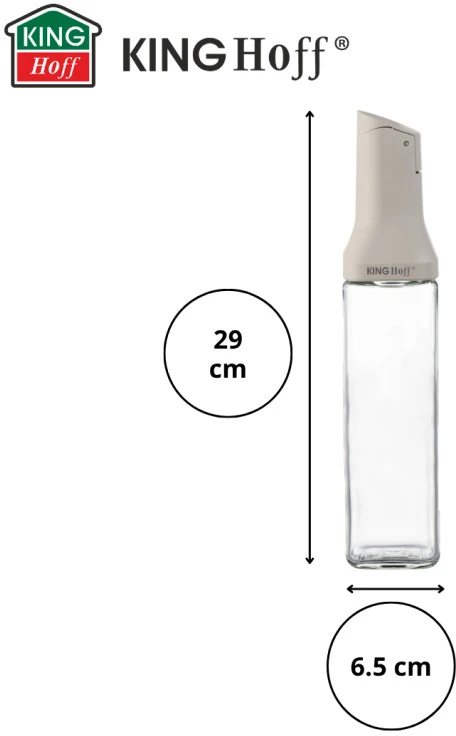 King Hoff Butelis su užpylimo vožtuvu 500 ml aliejui ir actu, stiklas, KINGHOFF KH 2004