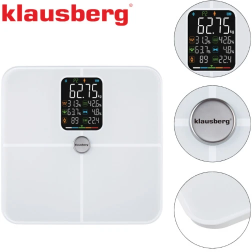 KLAUSBERG baltos vonios svarstyklės, 4 × AAA, KB 7941