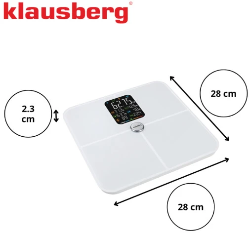 KLAUSBERG baltos vonios svarstyklės, 4 × AAA, KB 7941