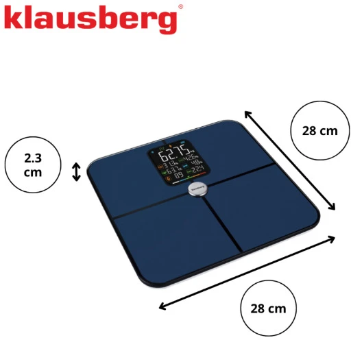 KLAUSBERG juodos vonios svarstyklės, 4 × AAA, KB 7940