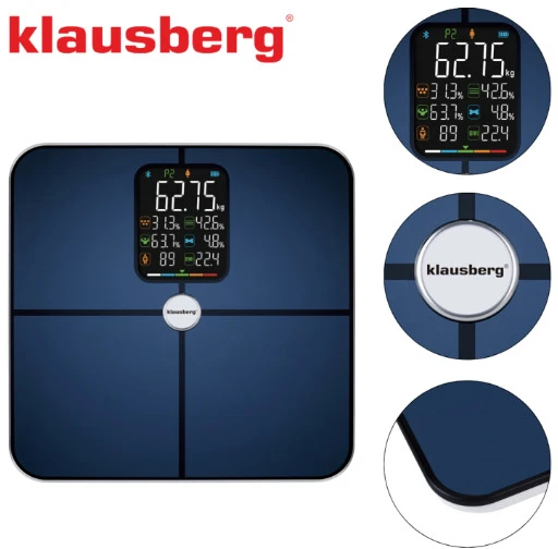 KLAUSBERG juodos vonios svarstyklės, 4 × AAA, KB 7940