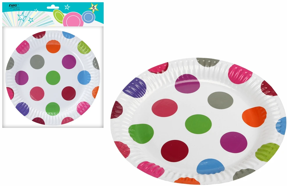 Ravi Decor Party Deco LGP apvalus papierowe talerze rožinė kropki 23 cm 6 gab. 24 x 2 x 30 (12184)