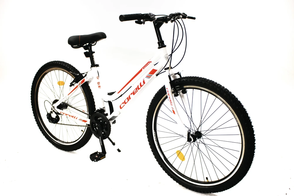 Kalnų dviratis TopVelo Corelli MTB WOMAN BANNER (Ratų dydis: 26, Rėmo dydis: 16) Baltas / raudonas
