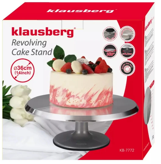 Klausberg Tortinė Nerūdijančio plieno besisukanti lėkštė 36 cm