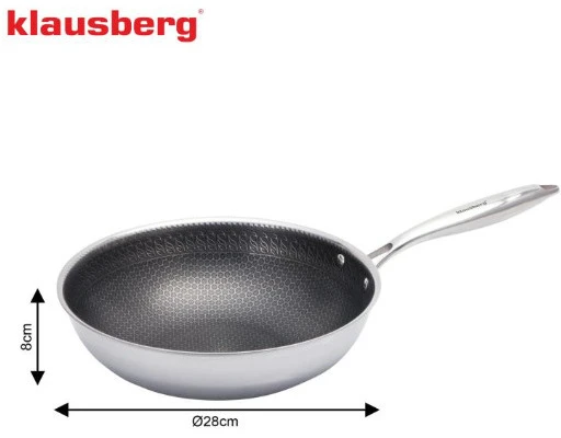 Nerūdijančio plieno keptuvė su vok keptuve, ø28*8cm - 3.8L KB 9024, Klausberg