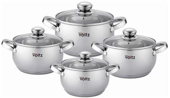 Oliver Voltz Puodų rinkinys Voltz OV51210G8B, 18/20/22/24 cm./=2,7/3,7/5,1/6,5 l., nerūdijantis plienas