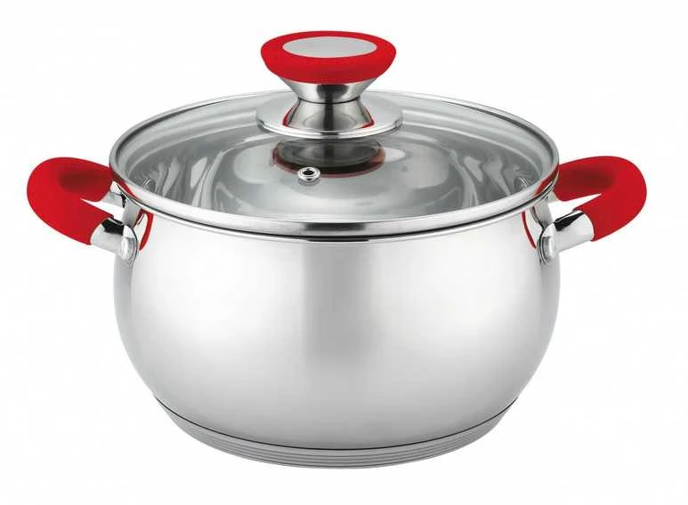 Oliver Voltz Puodas Voltz OV51210N20, 20 cm./3,5 l, raudonos rankenos, nerūdijantis plienas