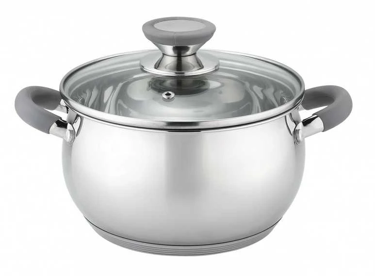 Oliver Voltz Puodas Voltz OV51210N22, 22 cm / 4,6 l, pilkos rankenos, nerūdijantis plienas