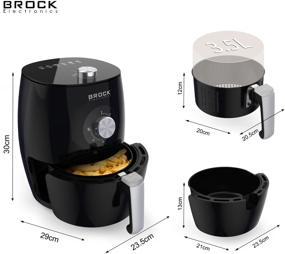 Oro gruzdintuvė BROCK AFM 3501 BK 3.5L 1500W