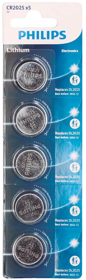 Philips CR2025 ličio baterijų rinkinys, 5 vnt.