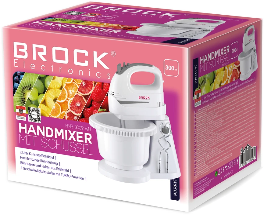 Brock elektrinis mikseris su dubeniu 300W HMB3009WH