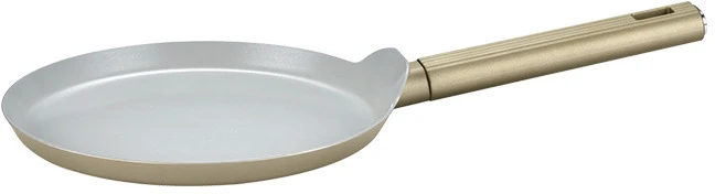 Presuota aliumininė blynų keptuvė, 24 cm, keraminė danga, šampanės spalvos