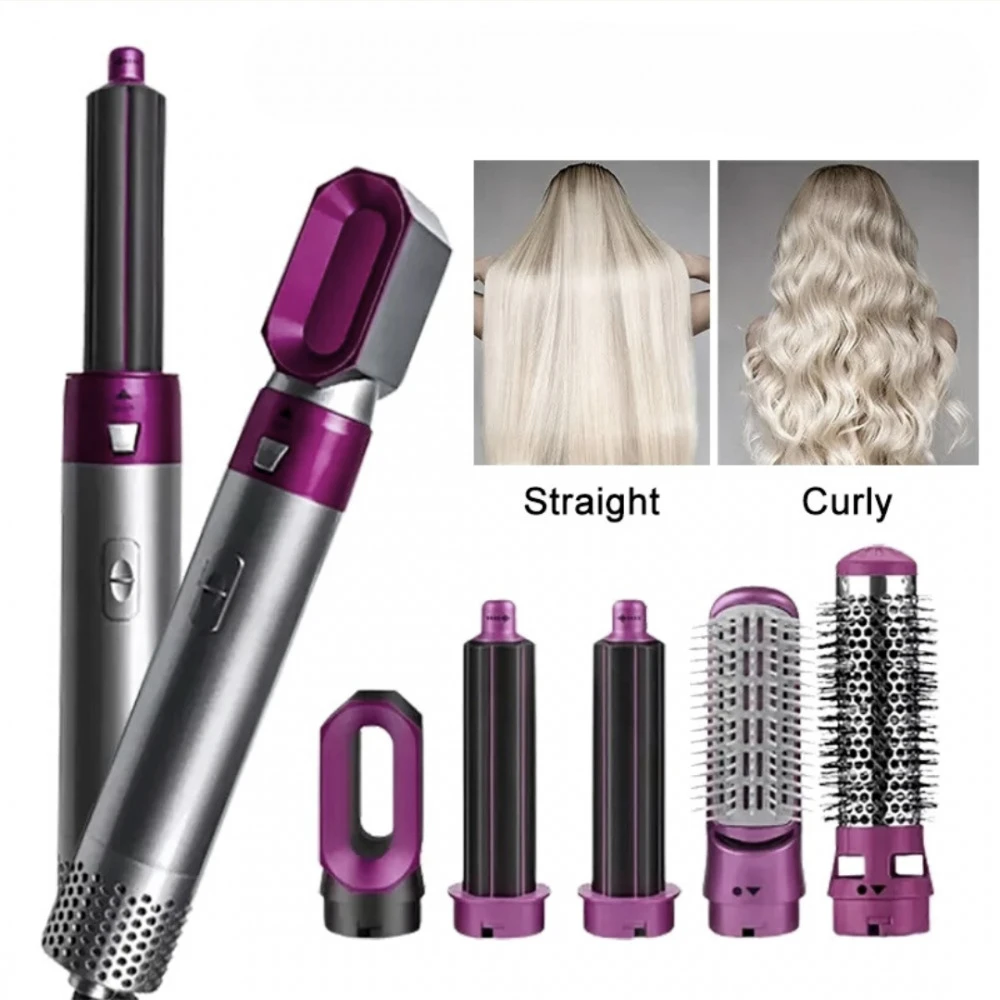 Rosberg 555R51100W, plaukų formavimo rinkinys 5 in 1, 1000W, 5 antgaliai, pakabinimo kilpa, violetin