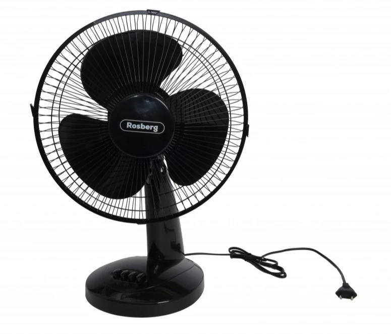 Rosberg Stalinis ventiliatorius, 30 W, 30 cm, 3 greičių pasirinkimai, reguliuojamo pakreipimo galvutė, juoda