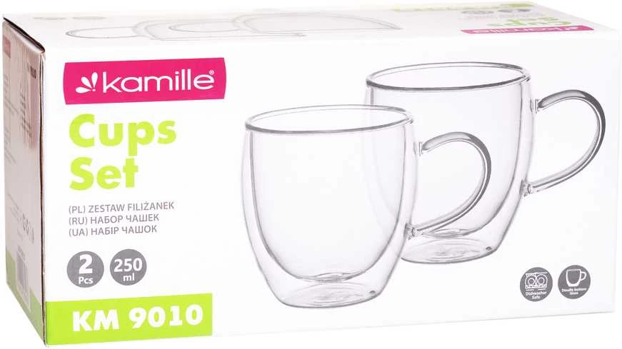 2 dvigubų sienelių stiklo puodelių rinkinys 250 ml, 9010, Kamille
