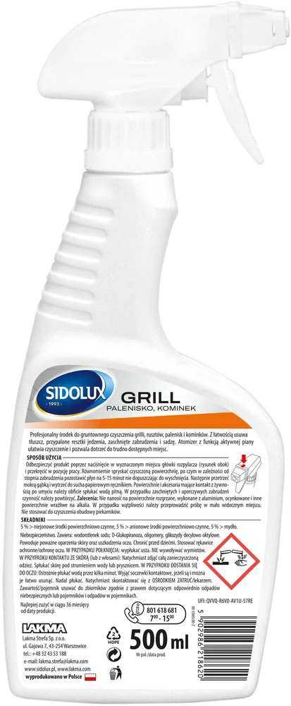 SIDOLUX HOME & GARDEN kepsninių, laužaviečių ir židinių valiklis, 500 ml. 12 vnt. dėžėje.