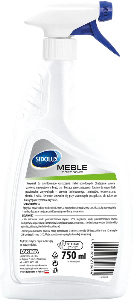 SIDOLUX HOME & GARDEN sodo baldų valiklis, 750 ml. 8 vnt. dėžėje.