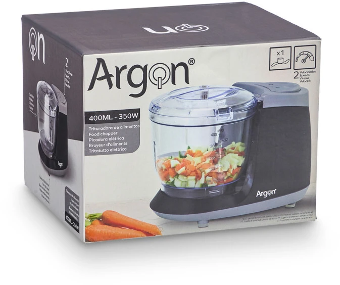 Smulkintuvas, 2 greičiai, 2 peiliai, juodas, 350W, 400ml, 14,5 x 20 x 13 cm, 11472, Argon
