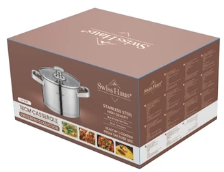 Swiss Haus SH-EC18 18 cm Stainless Steel Puodas with Glass Lid