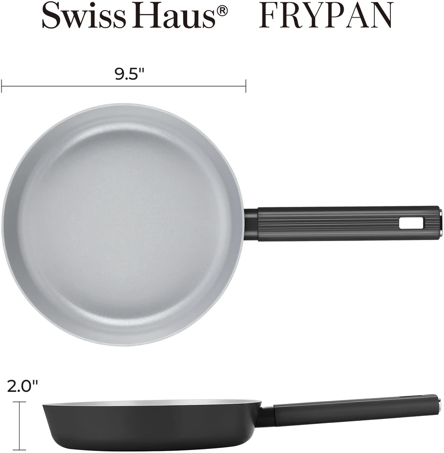Swiss Haus SH-SCFP20B 20 cm Pressed Aliuminio Frying Pan with Ceramic Coating, Juodas