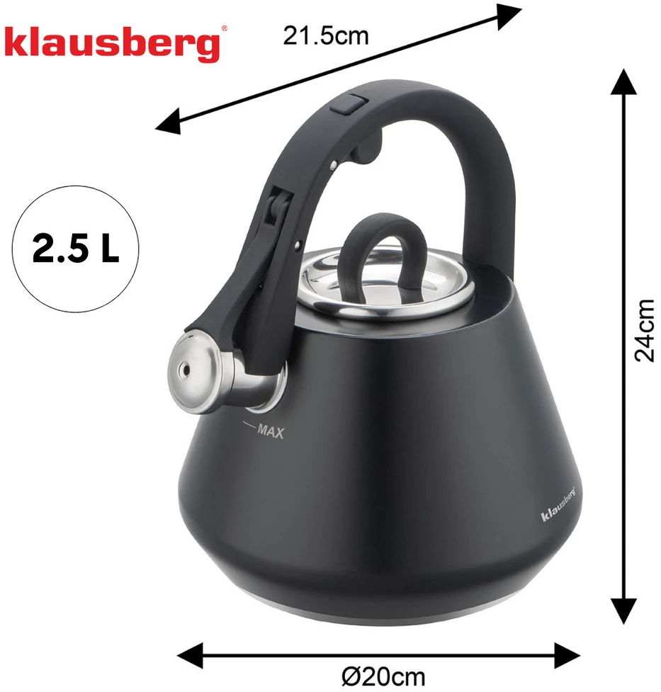 Tradicinis virdulys 2,5 l, juodas, Klausberg, KB 7948