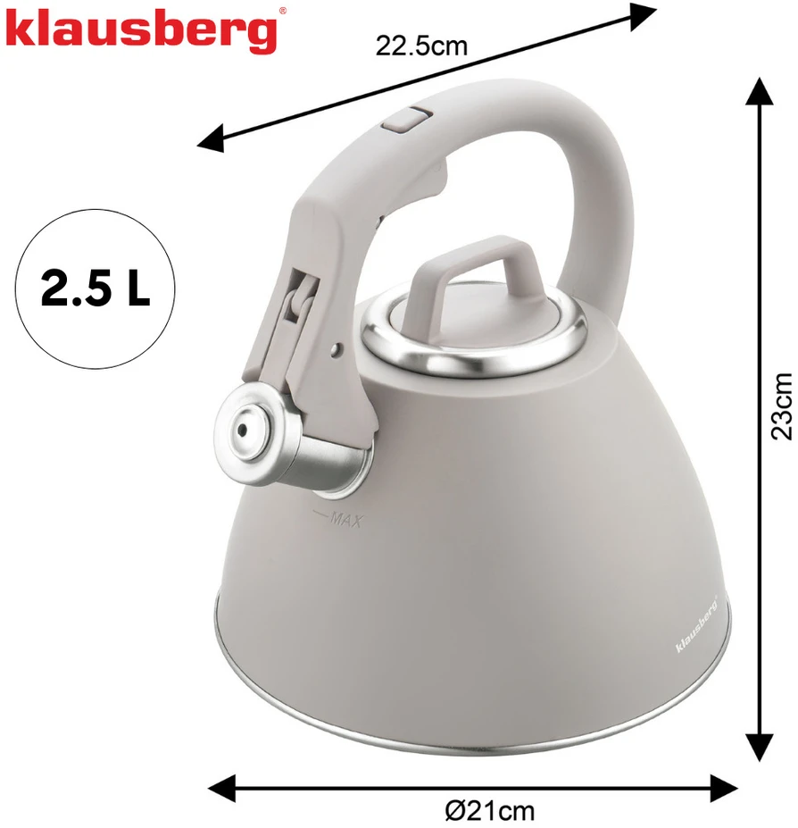 Tradicinis virdulys 2,5 l, pilkas, Klausberg, KB 7953