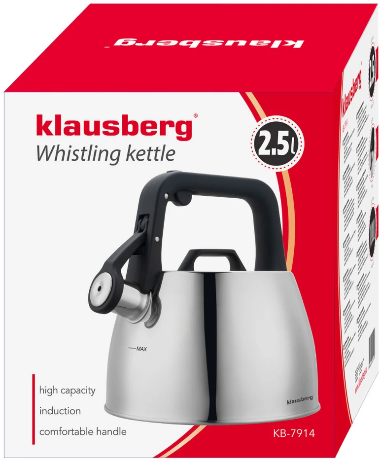 Tradicinis virdulys 2,5 l, sidabrinės spalvos, Klausberg, KB 7914