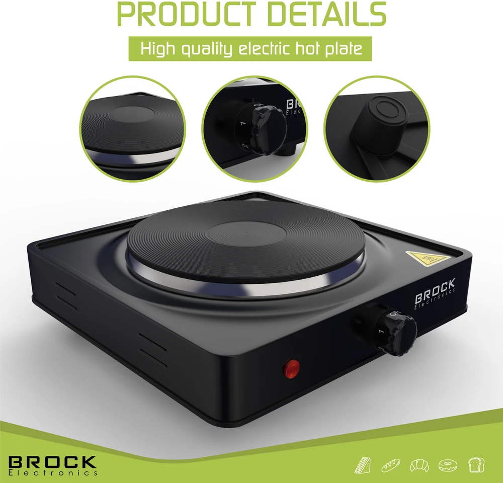 Vieno žiedo elektrinė kaitlentė BROCK EP 100 BK, 1500W