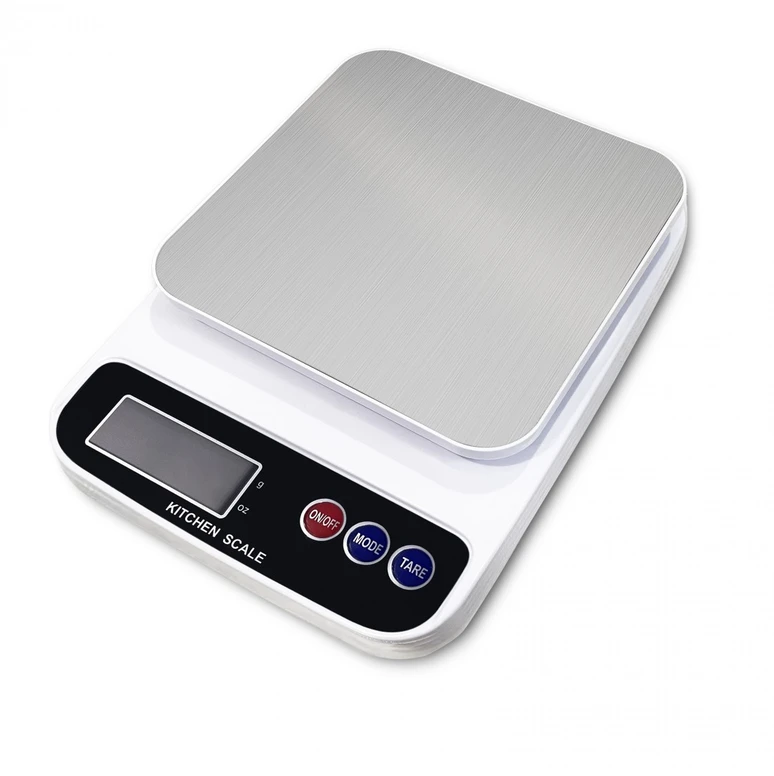 Virtuvinės svarstyklės Virtuves svarstyklės Rosberg R51651P 5kg. 2xAAA batarejas iekļautas LED displejs balts ar melnu 55R51651PW ()