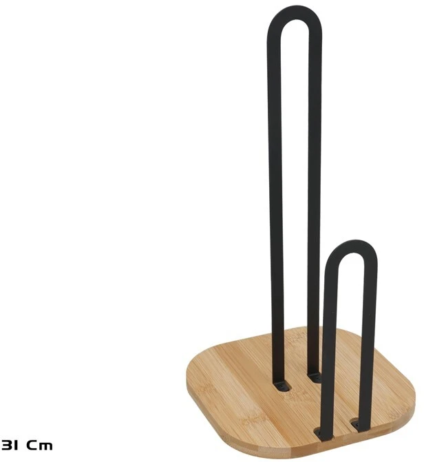Virtuvinio popieriaus laikiklis, 16 x 16 x 31,3 cm, juodas, KITCHEN&GO
