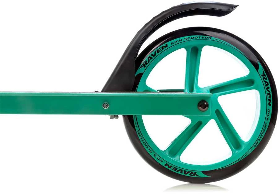 Aliuminis paspirtukas RAVEN ANABEL MINT su dideliais 20 cm. ratais Handbrake