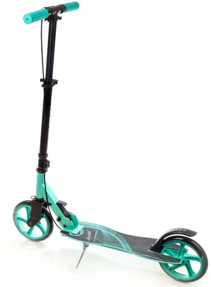 Aliuminis paspirtukas RAVEN ANABEL MINT su dideliais 20 cm. ratais Handbrake